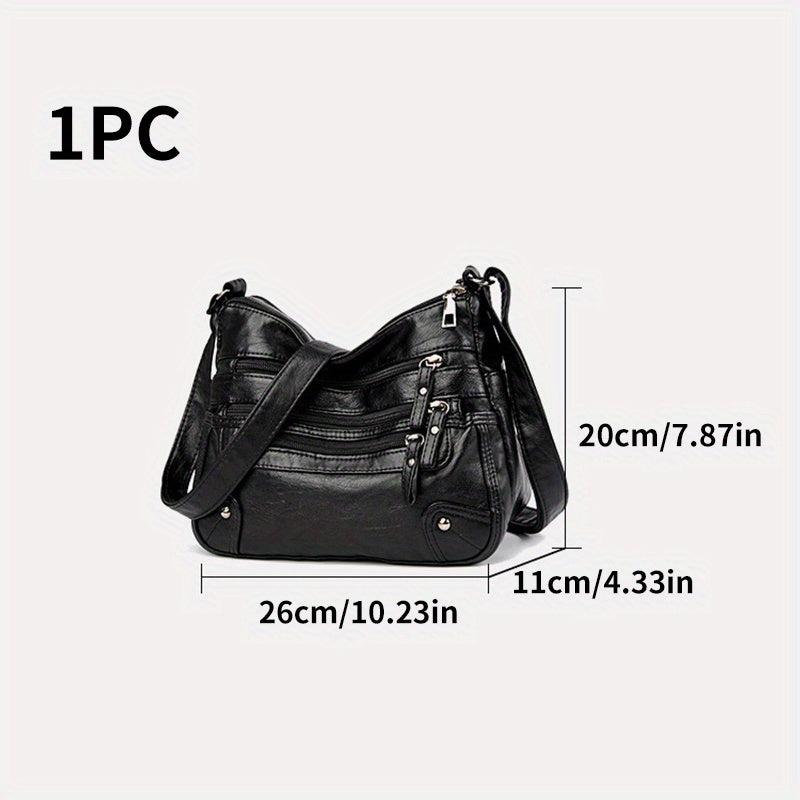 Soft Leather Double Layer Crossbody Bag
