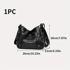 Soft Leather Double Layer Crossbody Bag
