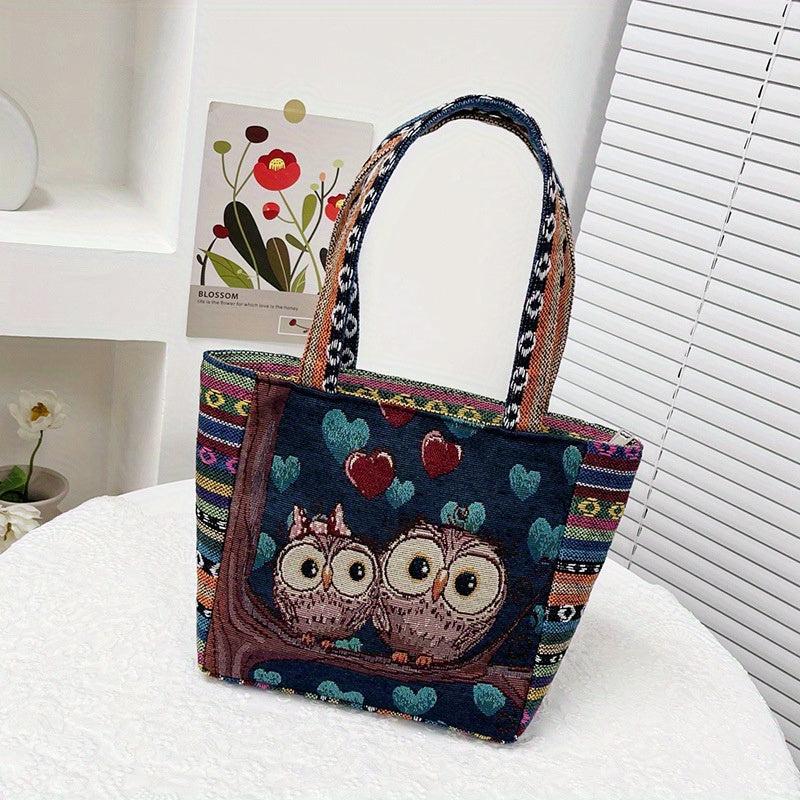Vintage Embroidered Canvas Satchel Bag Lightweight Handbag Bag For Travel