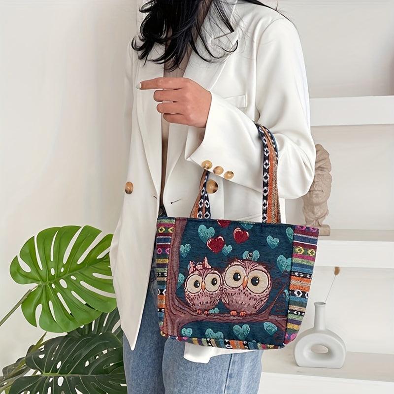 Vintage Embroidered Canvas Satchel Bag Lightweight Handbag Bag For Travel