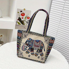Vintage Embroidered Canvas Satchel Bag Lightweight Handbag Bag For Travel