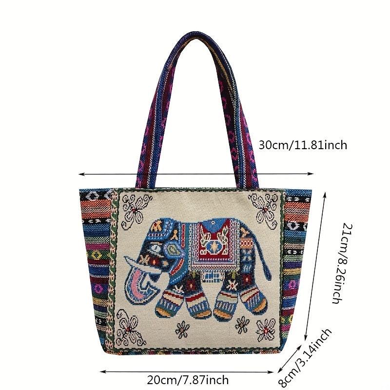 Vintage Embroidered Canvas Satchel Bag Lightweight Handbag Bag For Travel