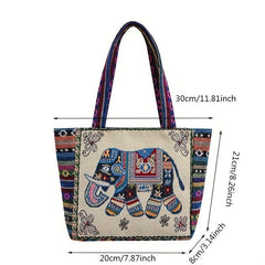 Vintage Embroidered Canvas Satchel Bag Lightweight Handbag Bag For Travel