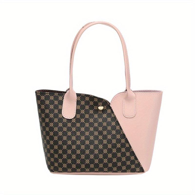 Colorblock PU Leather Handbag Top Handle Square Small Bag