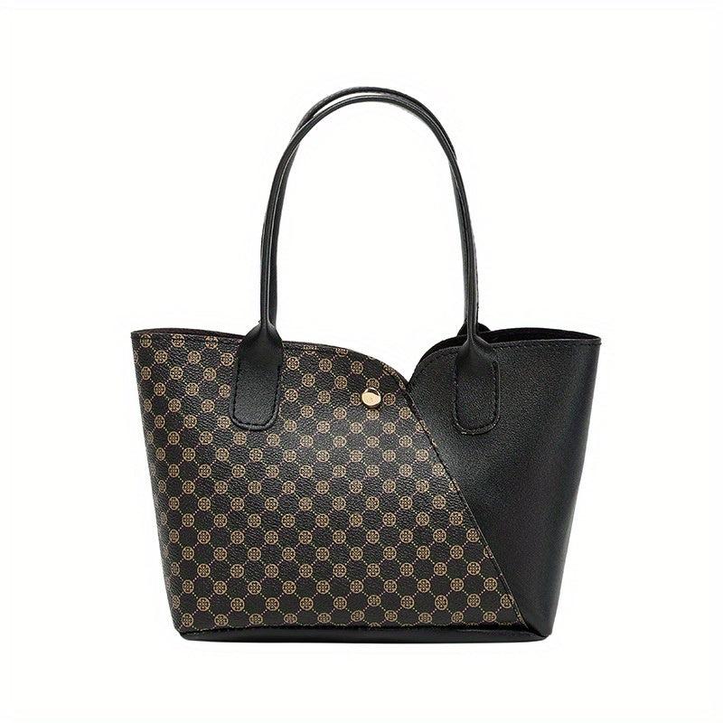 Colorblock PU Leather Handbag Top Handle Square Small Bag