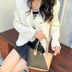 Colorblock PU Leather Handbag Top Handle Square Small Bag