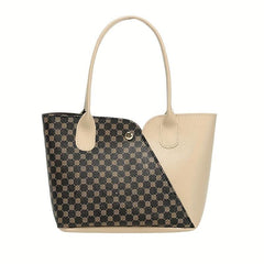 Colorblock PU Leather Handbag Top Handle Square Small Bag