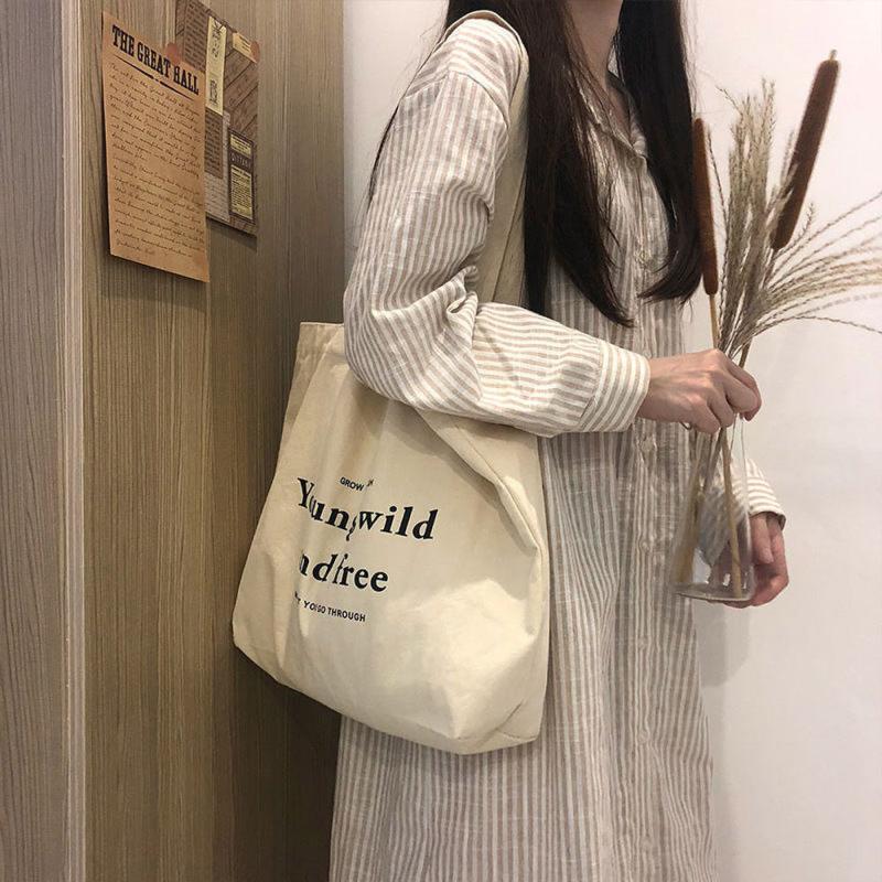 Women's Casual Canvas Shoulder Bag Large Capacity Shopper Bag