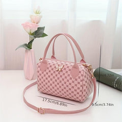 Butterfly Decor Boston Zipper Shoulder Bag