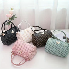 Butterfly Decor Boston Zipper Shoulder Bag