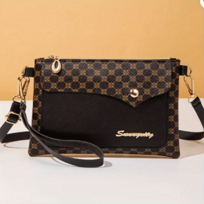 Vintage Pattern Handbag Faux Leather Clutch Multifunctional Cell Phone Bag