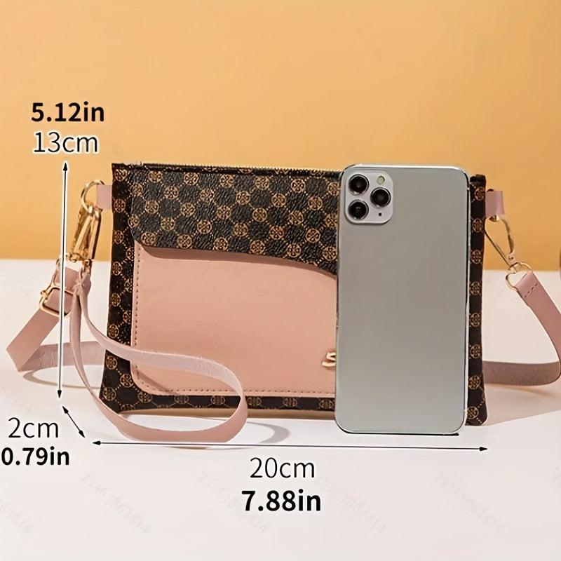 Vintage Pattern Handbag Faux Leather Clutch Multifunctional Cell Phone Bag