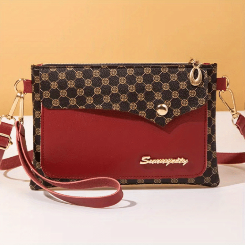 Vintage Pattern Handbag Faux Leather Clutch Multifunctional Cell Phone Bag