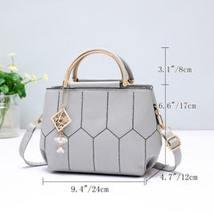 Geo Embroidery Detail Crossbody Bag with Top Handle