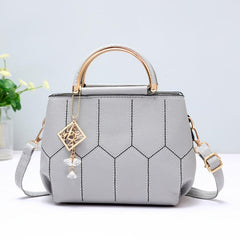 Geo Embroidery Detail Crossbody Bag with Top Handle