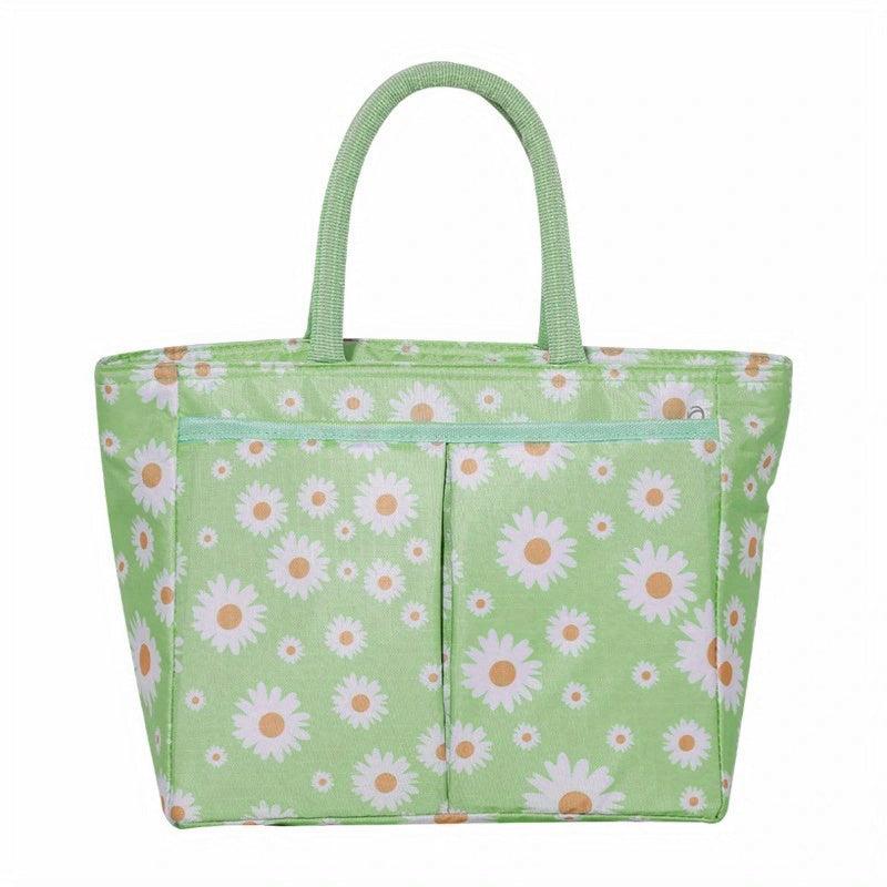 Flower Print Lunch Box Bag Thermal Insulation Hand Bag