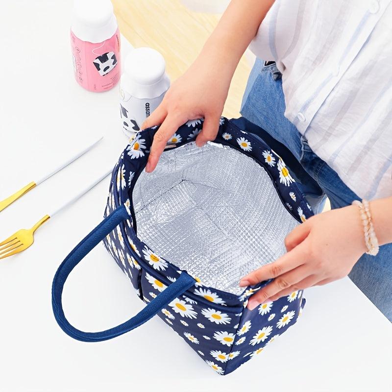 Flower Print Lunch Box Bag Thermal Insulation Hand Bag