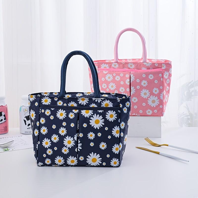 Flower Print Lunch Box Bag Thermal Insulation Hand Bag