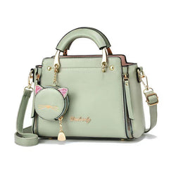 Detail Handbag Double Handle Zipper Shoulder Bag With Strap
