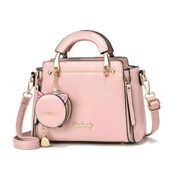 Detail Handbag Double Handle Zipper Shoulder Bag With Strap