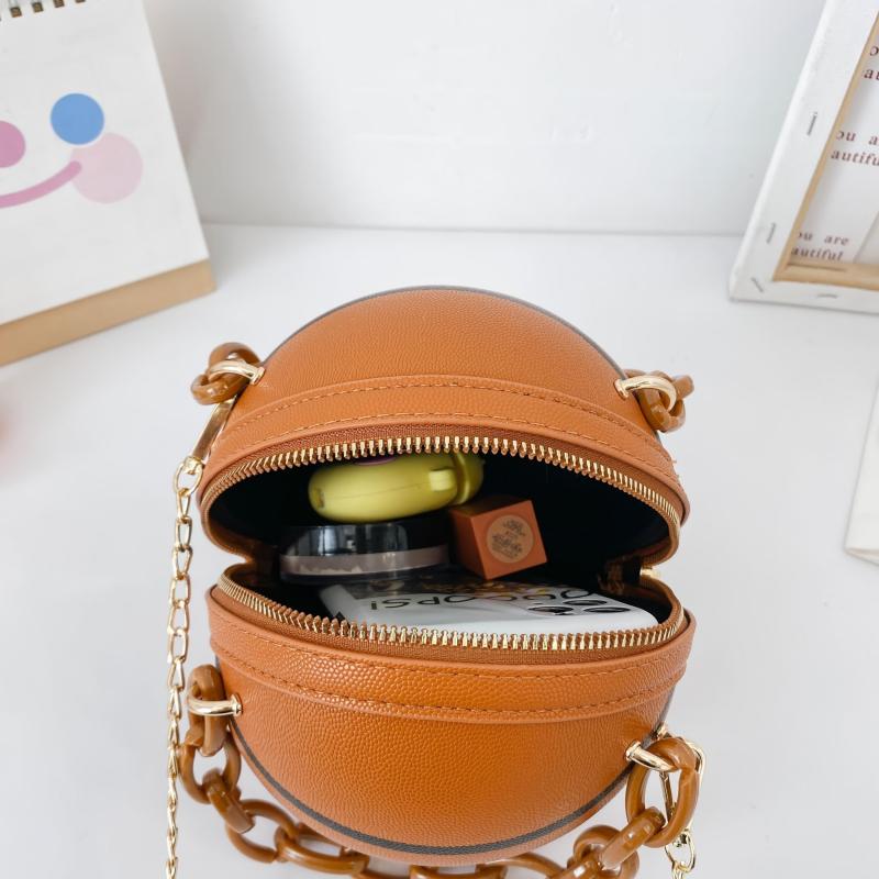 Mini Basketball Shoulder Bag Metal Chain Novelty Round Purse