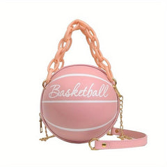 Mini Basketball Shoulder Bag Metal Chain Novelty Round Purse