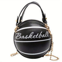 Mini Basketball Shoulder Bag Metal Chain Novelty Round Purse