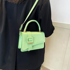 Minimalist Square Crossbody Bag with Buckle Decor