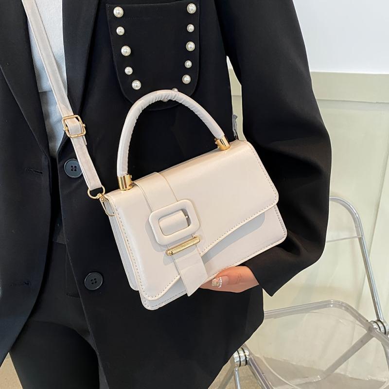 Minimalist Square Crossbody Bag with Buckle Decor
