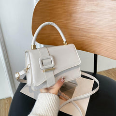 Minimalist Square Crossbody Bag with Buckle Decor
