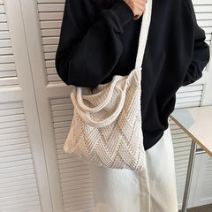 Vintage Crochet Shoulder Bag Large Capacity Tote
