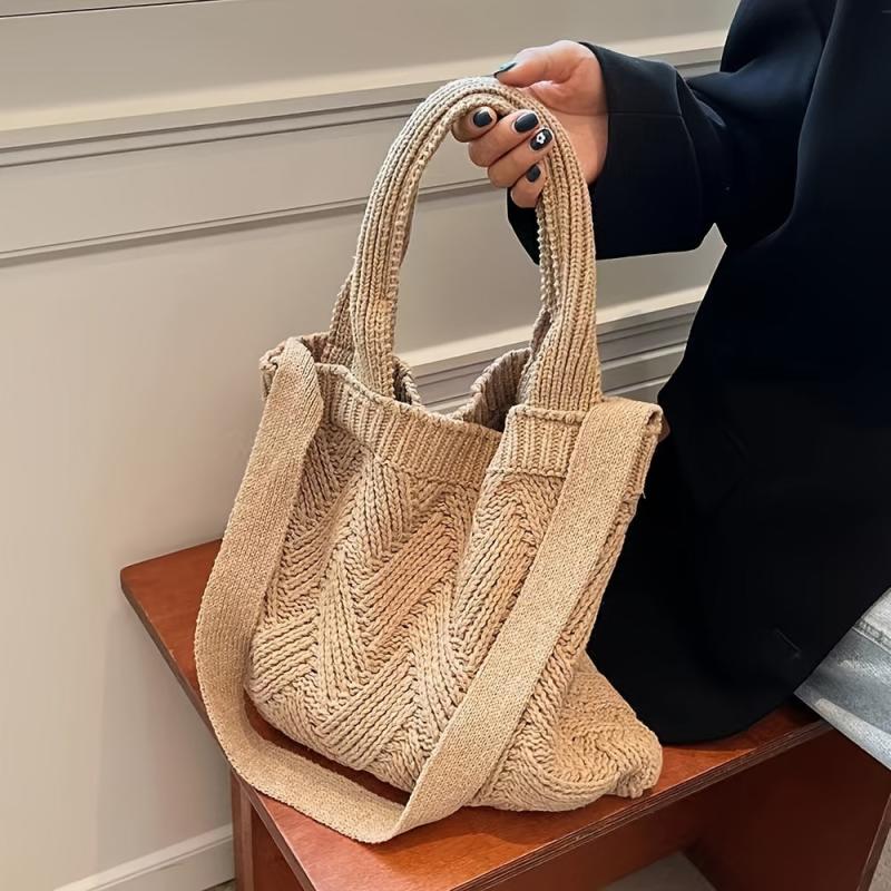 Vintage Crochet Shoulder Bag Large Capacity Tote