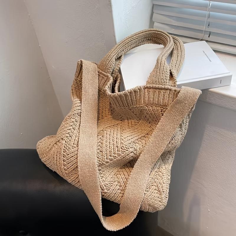 Vintage Crochet Shoulder Bag Large Capacity Tote