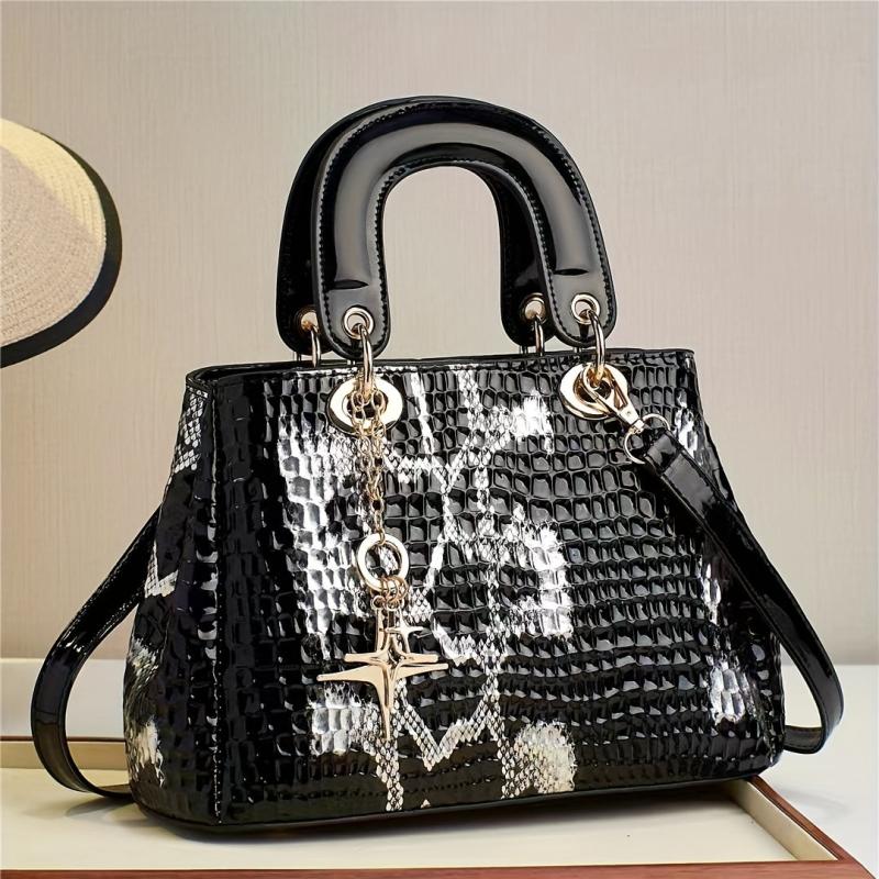 Crocodile Pattern Crossbody Bag Satchel for Women