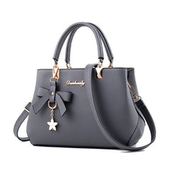 Faux Leather Shoulder Bag With Flower Pendant Women's Crossbody Bag