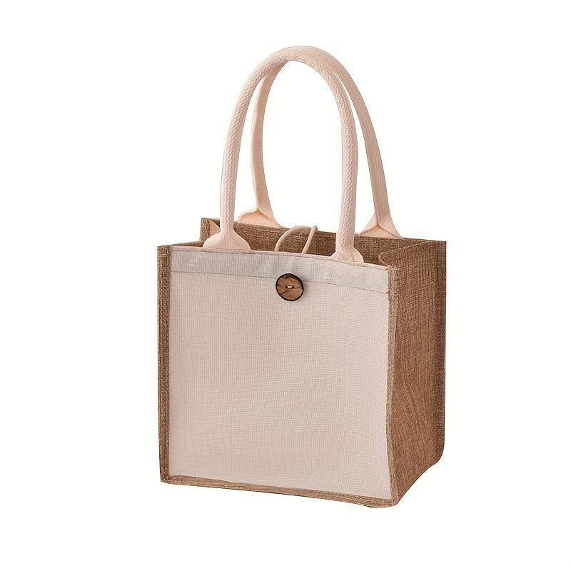 Eco Friendly Burlap Tote Bag Lightweight Reusable Linen Grocery Shopping Bag