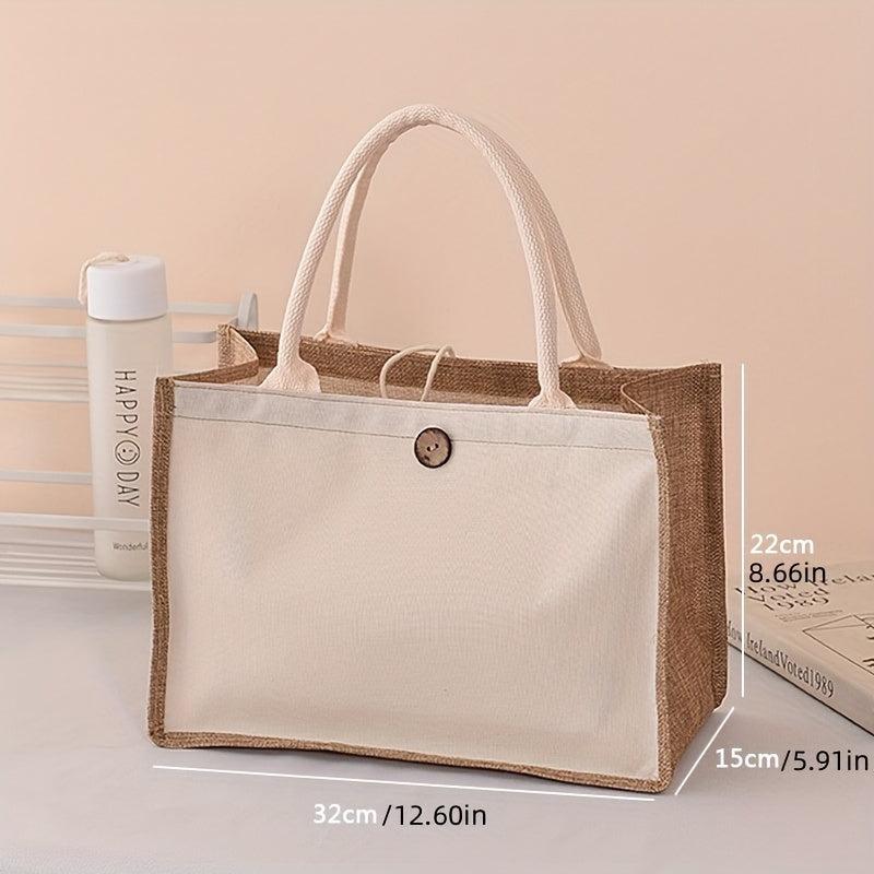 Eco Friendly Burlap Tote Bag Lightweight Reusable Linen Grocery Shopping Bag