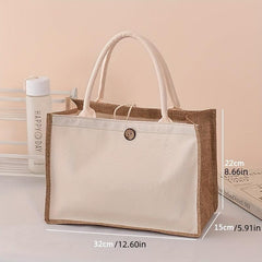 Eco Friendly Burlap Tote Bag Lightweight Reusable Linen Grocery Shopping Bag