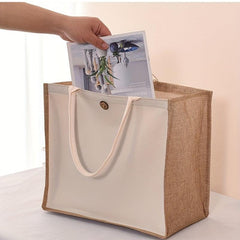 Eco Friendly Burlap Tote Bag Lightweight Reusable Linen Grocery Shopping Bag
