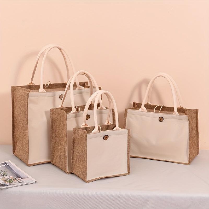 Eco Friendly Burlap Tote Bag Lightweight Reusable Linen Grocery Shopping Bag