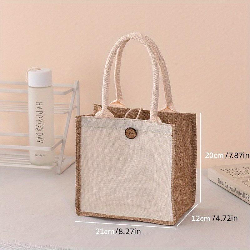 Eco Friendly Burlap Tote Bag Lightweight Reusable Linen Grocery Shopping Bag