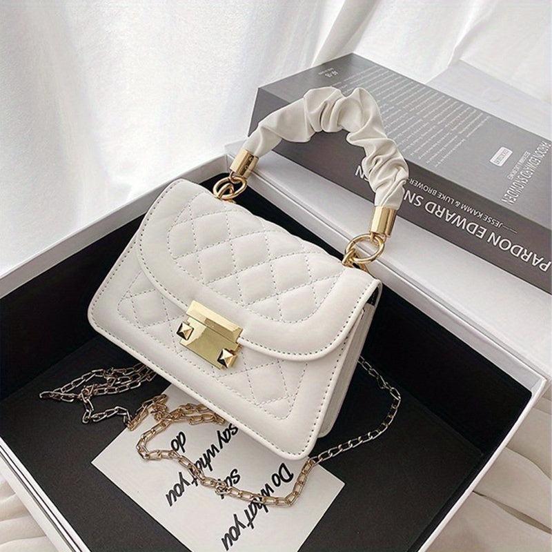 Argyle Quilted Crossbody Bag with Ruched Handle
