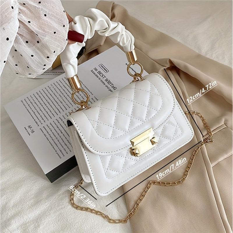 Argyle Quilted Crossbody Bag with Ruched Handle