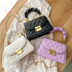 Argyle Quilted Crossbody Bag with Ruched Handle