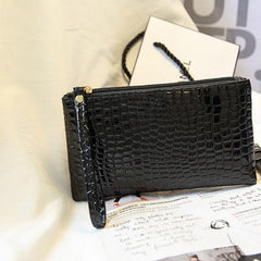 Crocodile Embossed Clutch Wallet Zipper Wristlet Bag