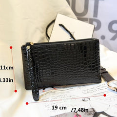Crocodile Embossed Clutch Wallet Zipper Wristlet Bag