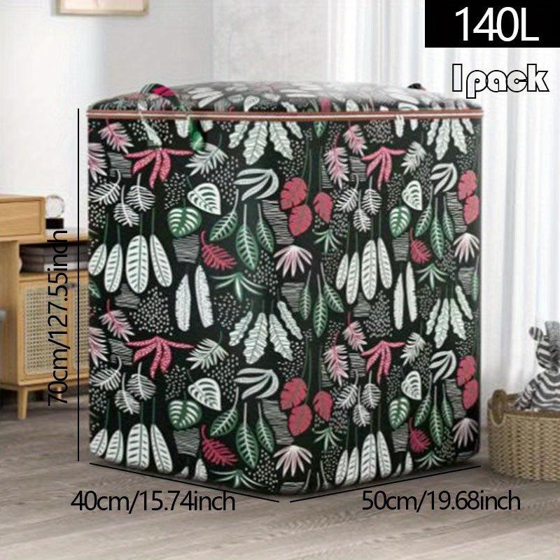 Water Grass Print Storage Box Dustproof Zipper Organizer Container