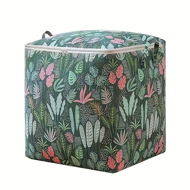 Water Grass Print Storage Box Dustproof Zipper Organizer Container