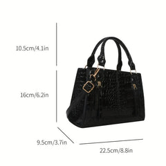 Crocodile Pattern Top Handle Crossbody Bag PU Leather Textured Bag