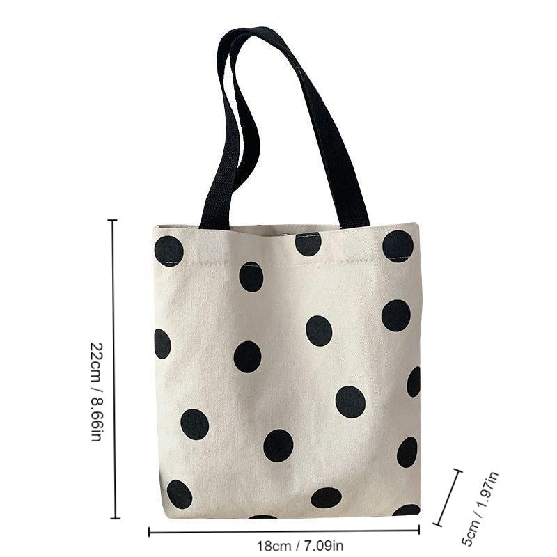 Polka Dots Leopard Pattern Bag Lightweight Shoulder Bag Canvas Shopping Bag